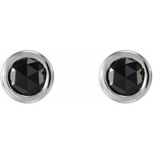 14K White Gold 1/5 CTW Rose-Cut Natural Black Diamond Bezel-Set Earrings – image 2