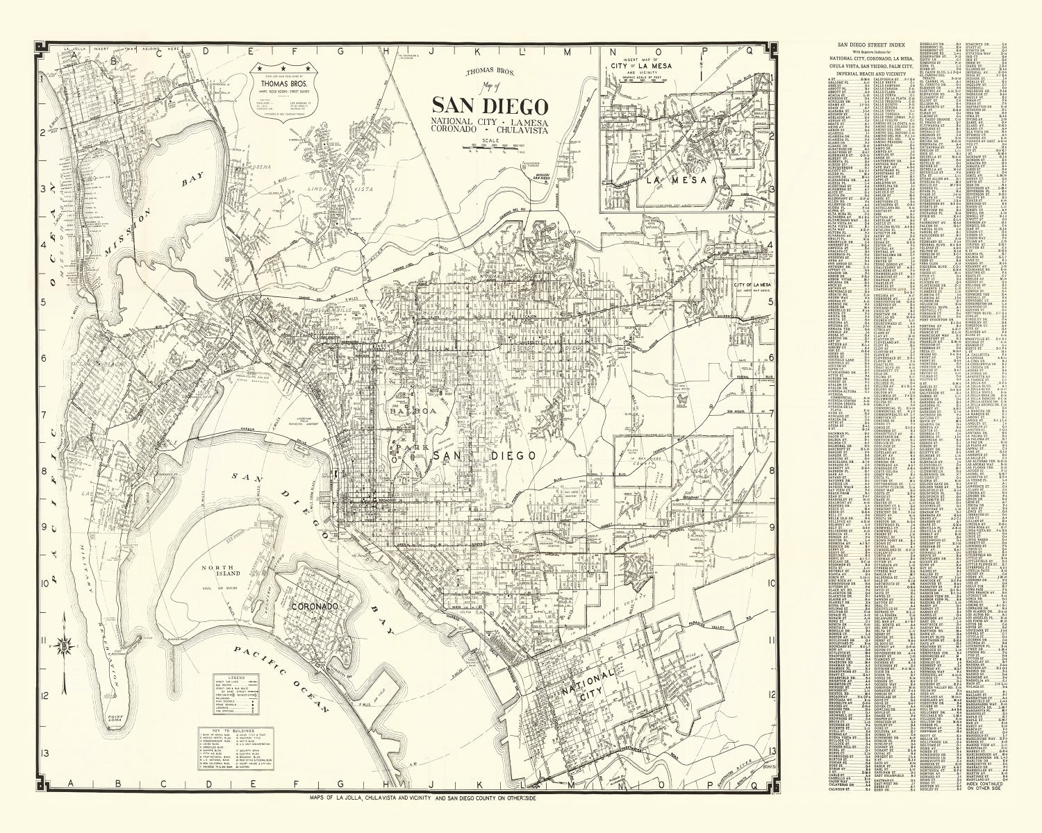 Vintage Map of San Diego, California 1930