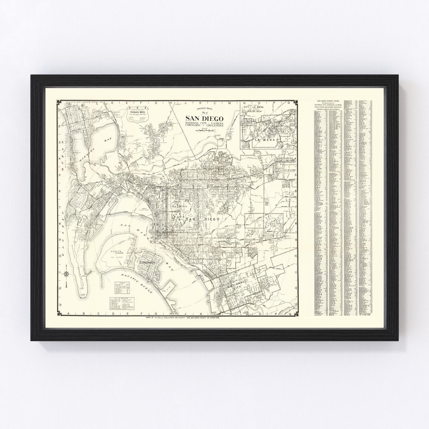 Vintage Map of San Diego, California 1930