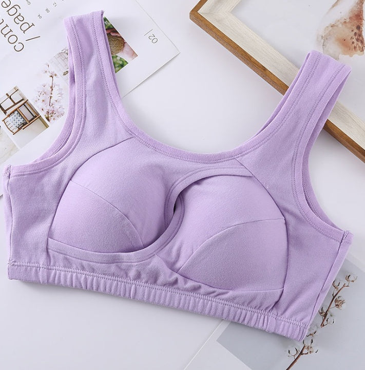 Women's Plus Size Cotton Crossover Wireless Sports Bra Underwear With Removable Padding