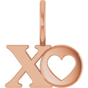 14K Rose Gold XO Charm/Pendant