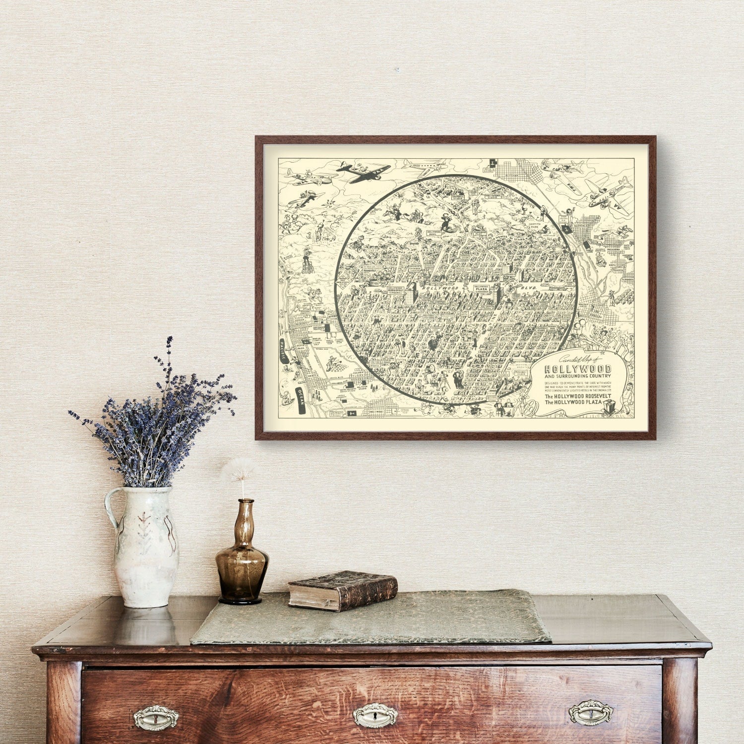 Vintage Map of Hollywood, California 1930