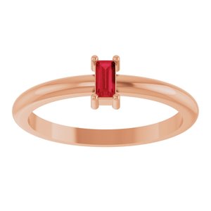 14K Rose Gold 4x2 mm Lab-Grown Ruby Stackable Ring