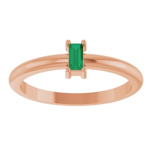 14K Rose Gold 4x2 mm Lab-Grown Emerald Stackable Ring
