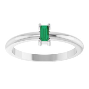 Platinum 4x2 mm Lab-Grown Emerald Stackable Ring
