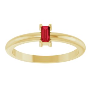 14K Yellow Gold 4x2 mm Lab-Grown Ruby Stackable Ring