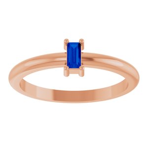14K Rose Gold 4x2 mm Lab-Grown Blue Sapphire Stackable Ring