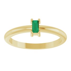 14K Yellow Gold 4x2 mm Lab-Grown Emerald Stackable Ring