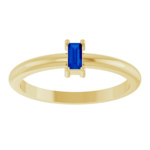 14K Yellow Gold 4x2 mm Lab-Grown Blue Sapphire Stackable Ring