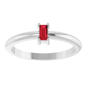 Platinum 4x2 mm Lab-Grown Ruby Stackable Ring