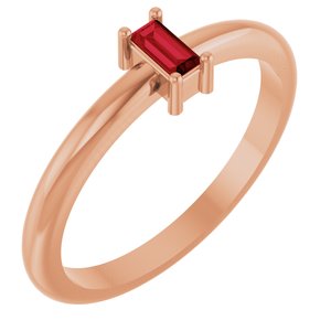 14K Rose Gold 4x2 mm Lab-Grown Ruby Stackable Ring