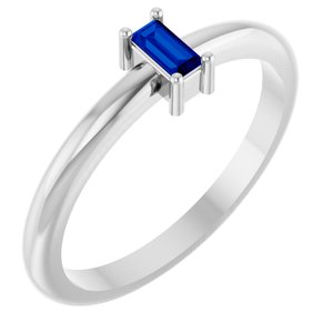 Platinum 4x2 mm Lab-Grown Blue Sapphire Stackable Ring