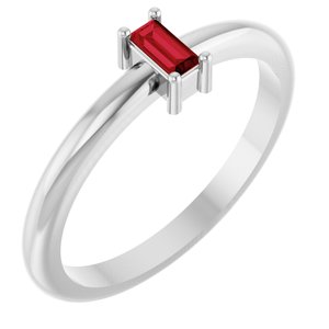 Sterling Silver 4x2 mm Lab-Grown Ruby Stackable Ring