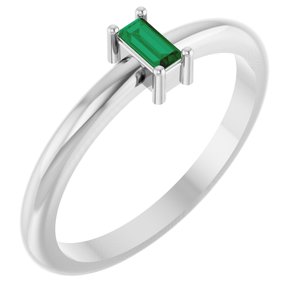 Platinum Natural Emerald Stackable Ring