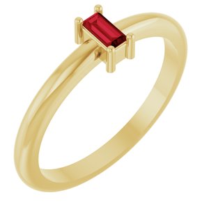 14K Yellow Gold 4x2 mm Lab-Grown Ruby Stackable Ring
