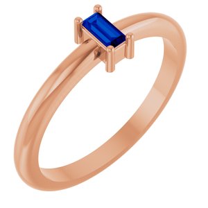 14K Rose Gold 4x2 mm Lab-Grown Blue Sapphire Stackable Ring
