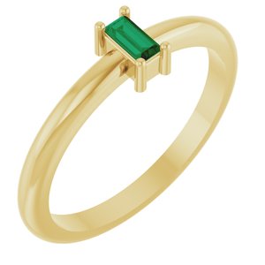 14K Yellow Gold Natural Emerald Stackable Ring