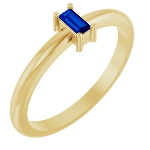 14K Yellow Gold 4x2 mm Lab-Grown Blue Sapphire Stackable Ring