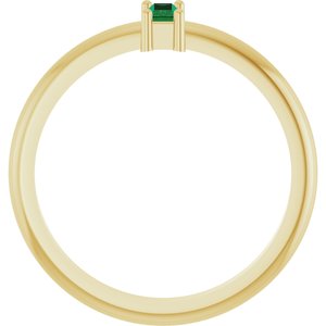 14K Yellow Gold 4x2 mm Lab-Grown Emerald Stackable Ring