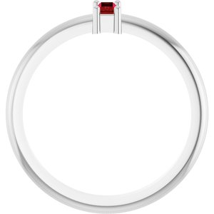 Sterling Silver 4x2 mm Lab-Grown Ruby Stackable Ring