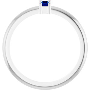 Platinum 4x2 mm Lab-Grown Blue Sapphire Stackable Ring