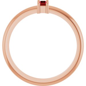 14K Rose Gold 4x2 mm Lab-Grown Ruby Stackable Ring