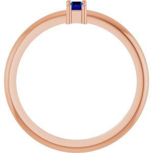 14K Rose Gold 4x2 mm Lab-Grown Blue Sapphire Stackable Ring