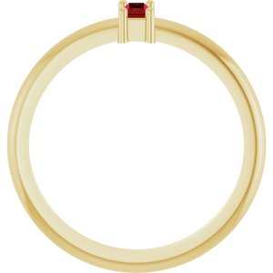 14K Yellow Gold 4x2 mm Lab-Grown Ruby Stackable Ring