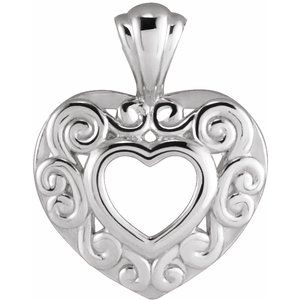 Platinum 12.9x10.1 mm Heart Pendant