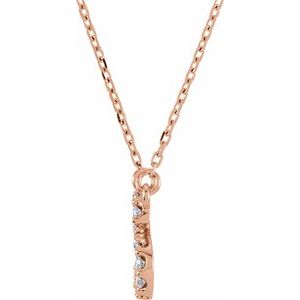 14K Rose Gold .08 CTW Natural Diamond Initial I 16" Necklace
