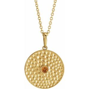 14K Yellow Gold Natural Citrine Beaded Disc 16-18" Necklace