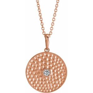 14K Rose Gold Natural White Sapphire Beaded Disc 16-18" Necklace