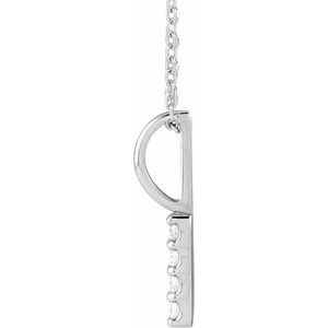 14K White .07 CTW Natural Diamond Vertical Bar 16-18" Necklace