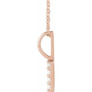 14K Rose Gold .07 CTW Natural Diamond Vertical Bar 16-18" Necklace