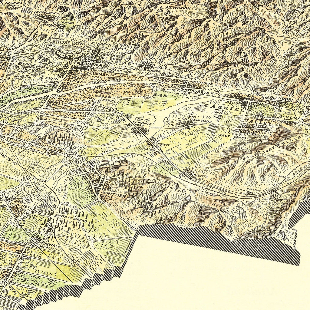 Vintage Map of San Gabriel Valley, California 1931