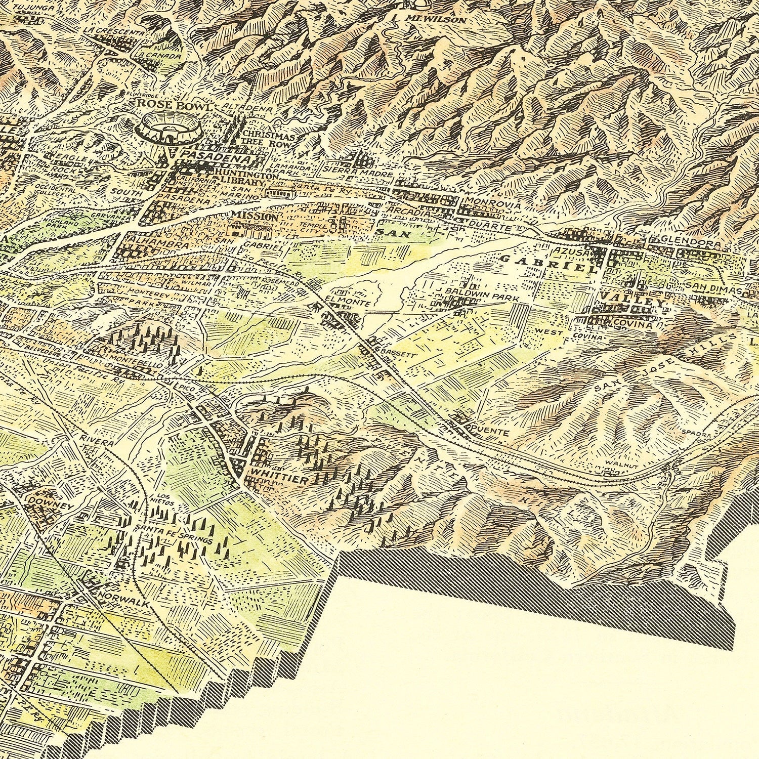 Vintage Map of San Gabriel Valley, California 1931