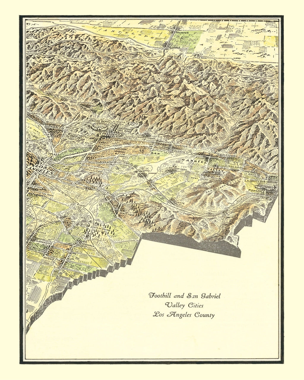 Vintage Map of San Gabriel Valley, California 1931