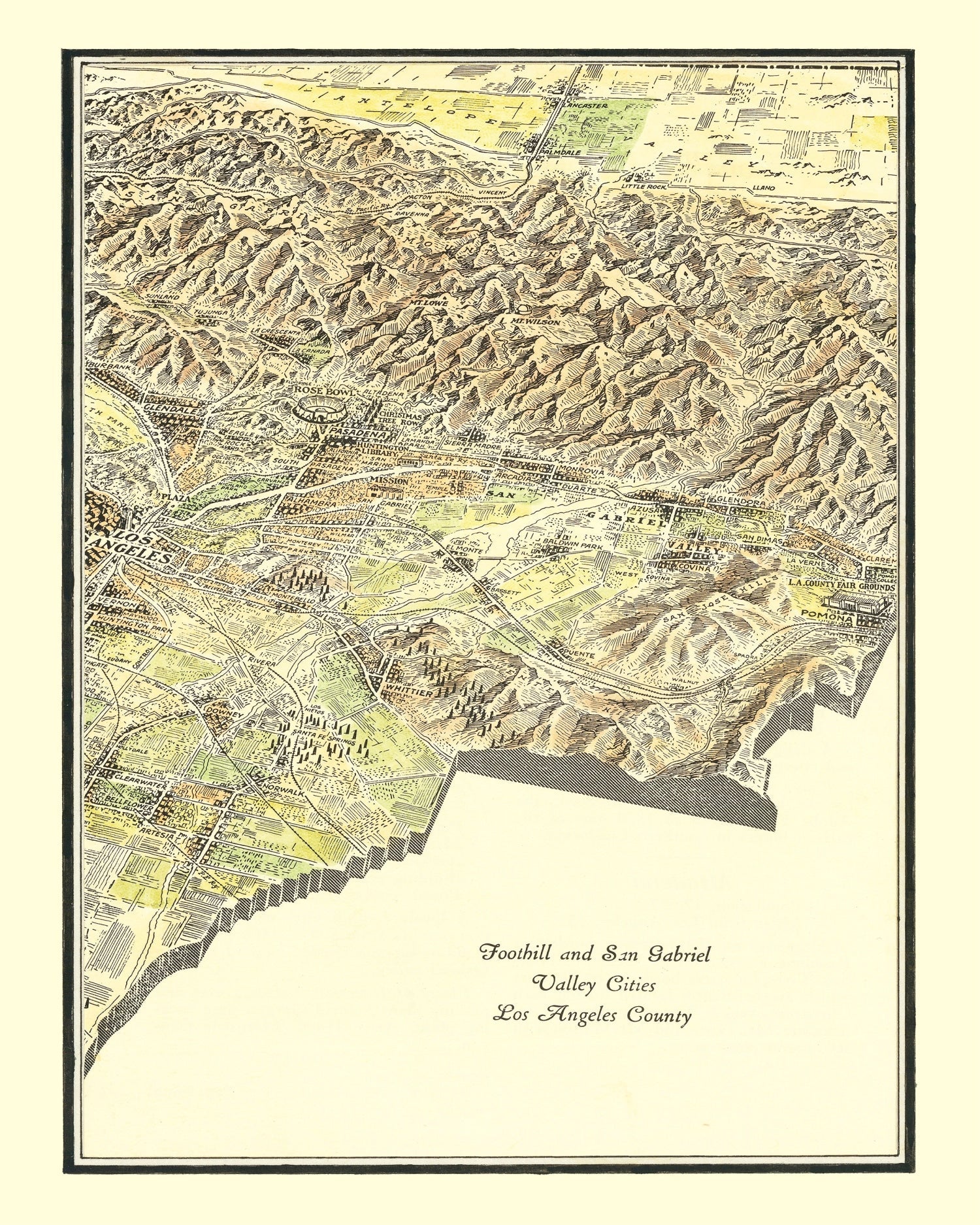 Vintage Map of San Gabriel Valley, California 1931
