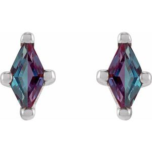 Platinum 4x2 mm Lab-Grown Alexandrite Earrings – image 2