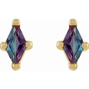 14K Yellow Gold 6x3 mm Lab-Grown Alexandrite Earrings – image 2