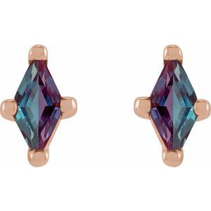 14K Rose Gold 4x2 mm Lab-Grown Alexandrite Earrings – image 2