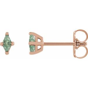14K Rose Gold 6x3 mm Lab-Grown Green Sapphire Earrings