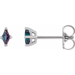 14K White Gold 6x3 mm Lab-Grown Alexandrite Earrings