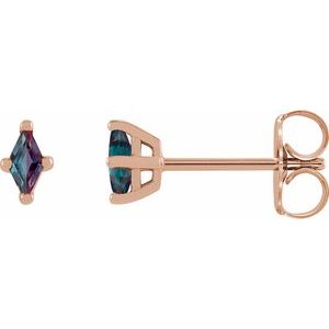14K Rose Gold 6x3 mm Lab-Grown Alexandrite Earrings