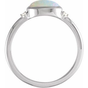 Platinum Natural White Opal & .03 CTW Natural Diamond Ring