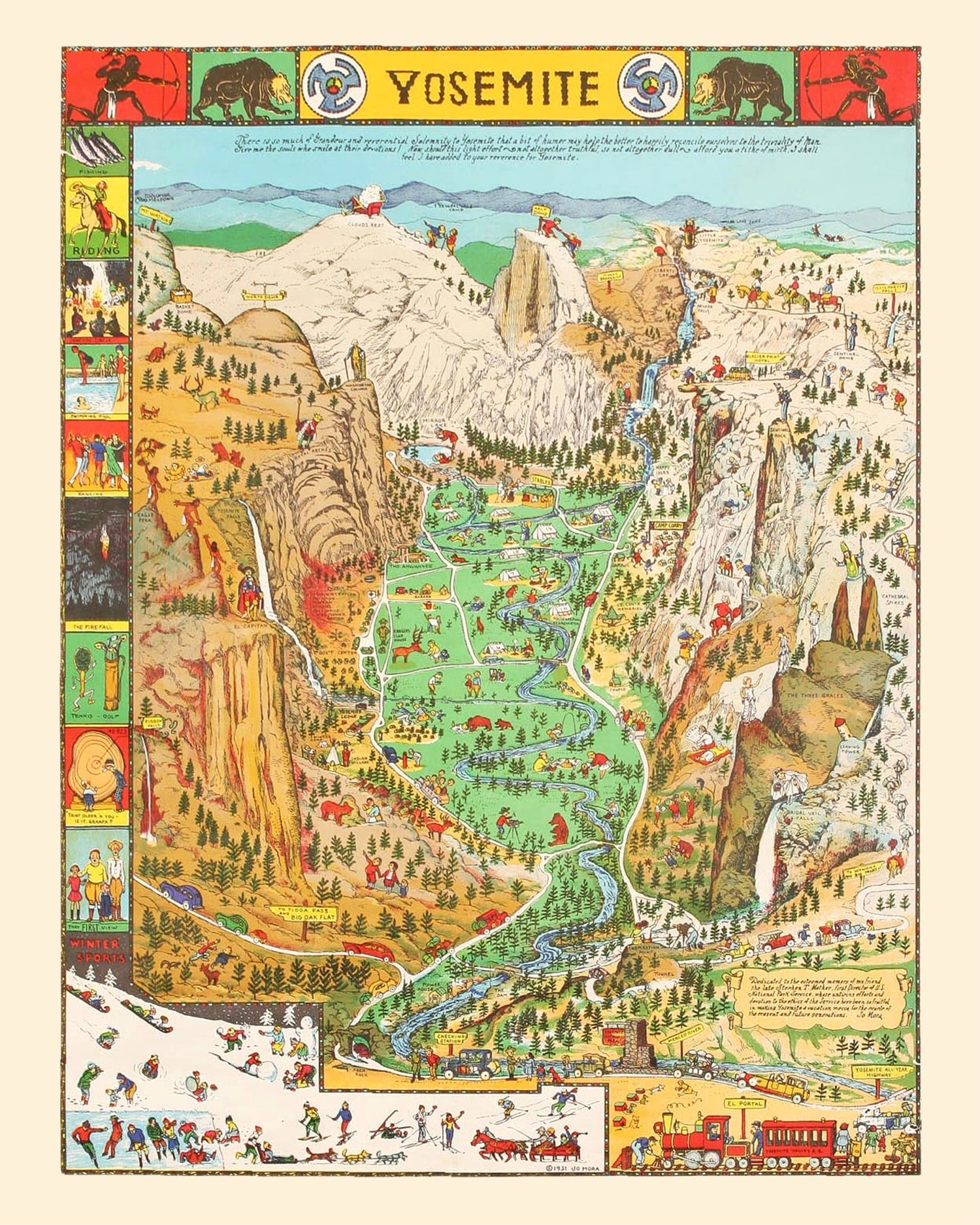 Vintage Map of Yosemite National Park 1931