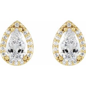 14K Yellow Gold 4x2.5 mm Pear 1/4 CTW Natural Diamond Halo-Style Earrings – image 2