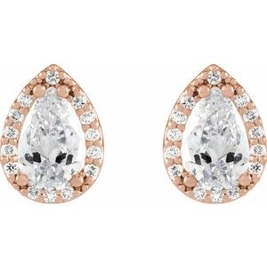 14K Rose Gold 4x2.5 mm Pear 1/4 CTW Natural Diamond Halo-Style Earrings – image 2