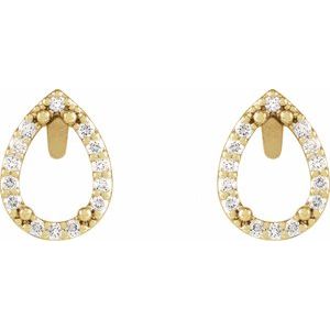 14K Yellow Gold 8x5 mm Pear 1/5 CTW Natural Diamond Semi-Set Halo-Style Earrings – image 2