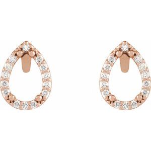 14K Rose Gold 5x3 mm Pear .05 CTW Natural Diamond Semi-Set Halo-Style Earrings – image 2